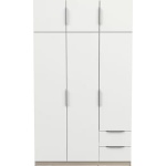 Dulap 120 cm lungime, 6 uși batante, 2 sertare, culoare alb-sonoma, 203 cm înălțime - imagine 2