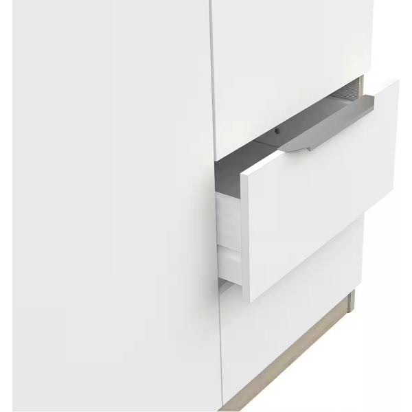 Dulap 120 cm lungime, 6 uși batante, 2 sertare, culoare alb-sonoma, 203 cm înălțime - imagine 5