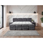 Boxspring MARVEO cu ladǎ de depozitare, structurǎ metalicǎ, saltea premium cu topper integrat, culoare gri antracit, material cremona - imagine 2