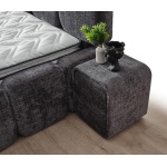 Boxspring MARVEO cu ladǎ de depozitare, structurǎ metalicǎ, saltea premium cu topper integrat, culoare gri antracit, material cremona - imagine 5
