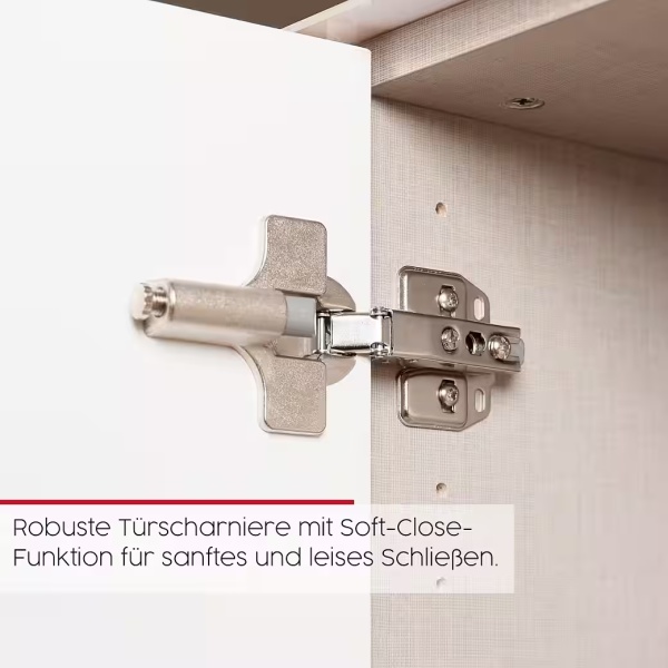 Comoda, 2 uși batante, 5 sertare, închidere soft close, culoare alb, 160 cm lungime - imagine 4
