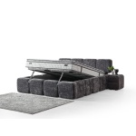 Boxspring MARVEO cu ladǎ de depozitare, structurǎ metalicǎ, saltea premium cu topper integrat, culoare gri antracit, material cremona - imagine 3