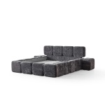 Boxspring MARVEO cu ladǎ de depozitare, structurǎ metalicǎ, saltea premium cu topper integrat, culoare gri antracit, material cremona - imagine 4
