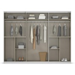 Dressing 271 cm lungime, 3 uși glisante, 4 sertare, oglinda pe mijloc, culoare gri antracit, 210 cm înălțime - imagine 5