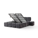 Boxspring MARVEO cu ladǎ de depozitare, structurǎ metalicǎ, saltea premium cu topper integrat, culoare gri antracit, material cremona - imagine 6