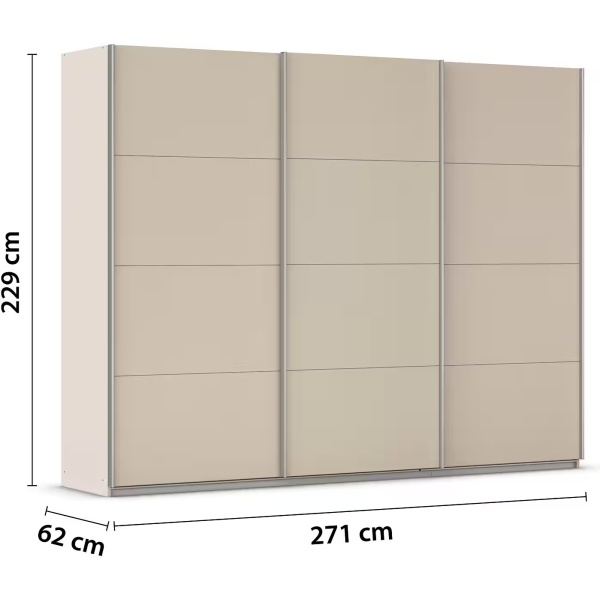 Dressing 271 cm lungime, 3 uși glisante, culoare cașmir, compartimentare premium, 229 cm înălțime - imagine 7