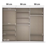 Dressing 271 cm lungime, 3 uși glisante, culoare cașmir, compartimentare premium, 229 cm înălțime - imagine 8