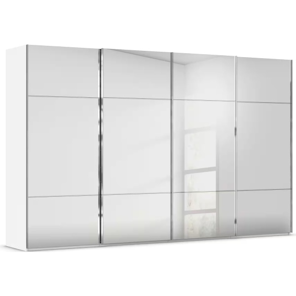 Dressing 360 cm lungime, 4 uși glisante, full oglindă, culoare alb, 223 cm înălțime - imagine 2