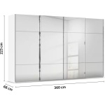 Dressing 360 cm lungime, 4 uși glisante, full oglindă, culoare alb, 223 cm înălțime - imagine 7