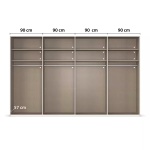 Dressing 360 cm lungime, 4 uși glisante, full oglindă, culoare alb, 223 cm înălțime - imagine 8