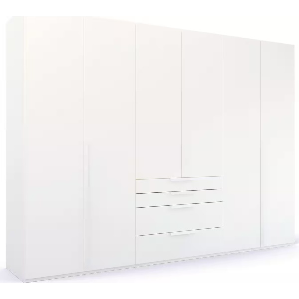 Dulap 301 cm lungime, premium, 6 uși batante, 4 sertare, culoare alb, compartimentare premium, 223 cm înălțime - imagine 3