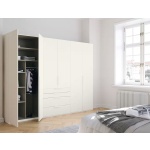 Dulap 301 cm lungime, premium, 6 uși batante, 4 sertare, culoare alb, compartimentare premium, 223 cm înălțime - imagine 2
