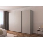 Dressing 301 cm lungime, 3 uși glisante, culoare gri mătase, premium, 223 cm înălțime