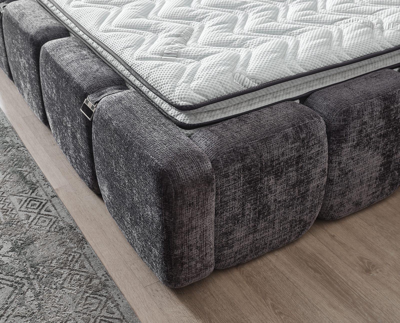 b9771258-1c79-4906-836d-496b9a412634 Boxspring MARVEO cu ladǎ de depozitare, structurǎ metalicǎ, saltea premium cu topper integrat, culoare gri antracit, material cremona - imagine 7