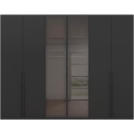 Dulap 301 cm lungime, 6 uși batante, sticlă pe mijloc, culoare negru lucios, fronturi sticla 223 cm înălțime, compartimentare premium - imagine 4