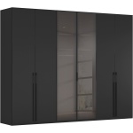 Dulap 301 cm lungime, 6 uși batante, sticlă pe mijloc, culoare negru lucios, fronturi sticla 223 cm înălțime, compartimentare premium - imagine 6