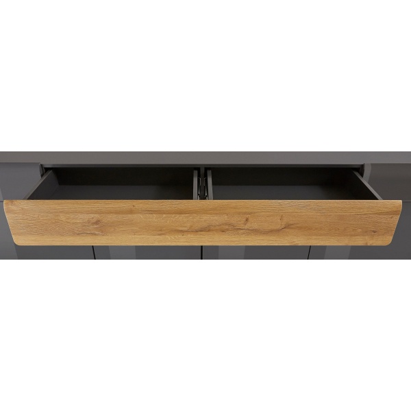 Comoda, 4 uși batante, 1 sertar, fronturi MDF, culoare gri antracit-stejar, 208 cm lungime - imagine 4