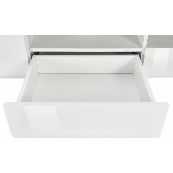 Set living format din 5 piese, fronturi lucioase, culoare alb cu stejar, 391 cm lungime - imagine 4