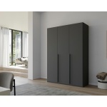 Dulap 151 cm lungime, 3 uși batante, închidere soft close, culoare gri antracit, compartimentare premium, 223 cm înălțime