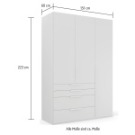 Dulap 151 cm lungime, 3 uși batante, 4 sertare, închidere soft close, culoare gri antracit, 223 cm înălțime - imagine 7