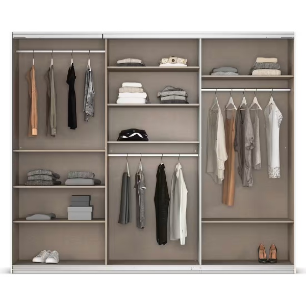 Dressing 271 cm lungime, 3 uși glisante, culoare alb, 223 cm înălțime - imagine 3