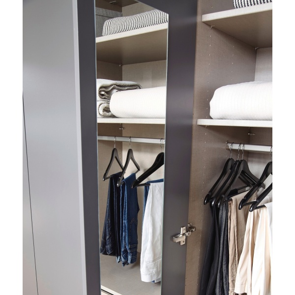 Dulap 151 cm lungime, 3 uși batante, 4 sertare, închidere soft close, culoare gri antracit, 223 cm înălțime - imagine 4