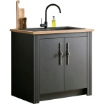 Comoda MYKONOS in stil modern, culoare gri antracit-stejar, 100 cm lungime - imagine 2