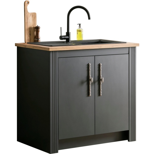 Comoda MYKONOS in stil modern, culoare gri antracit-stejar, 100 cm lungime - imagine 2