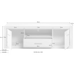 Comoda TV NAPOLI, fronturi MDF lucioase, culoare alb, 180 cm lungime - imagine 4