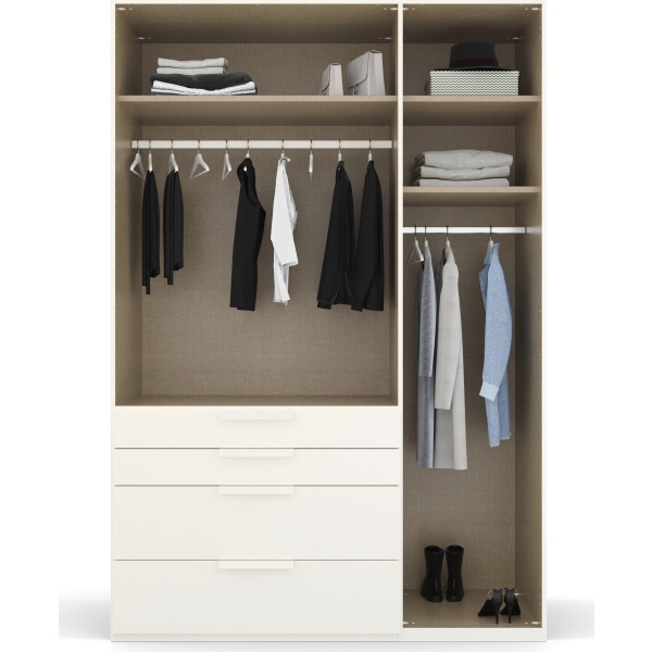 Dulap 151 cm lungime, 3 uși batante, 4 sertare, închidere soft close, culoare gri antracit, 223 cm înălțime - imagine 3