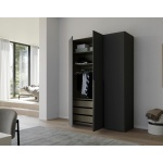 Dulap 151 cm lungime, 3 uși batante, închidere soft close, culoare gri antracit, compartimentare premium, 223 cm înălțime - imagine 2