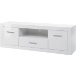 Comoda TV NAPOLI, fronturi MDF lucioase, culoare alb, 180 cm lungime - imagine 2