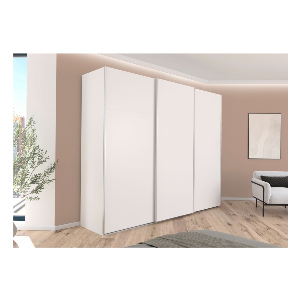 Dressing 271 cm lungime, 3 uși glisante, culoare alb, 223 cm înălțime - imagine 1