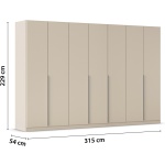 Dulap 315 cm lungime, 7 uși batante, culoare cașmir, compartimentare premium, 229 cm înălțime - imagine 10