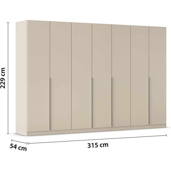 Dulap 315 cm lungime, 7 uși batante, culoare cașmir, compartimentare premium, 229 cm înălțime - imagine 10