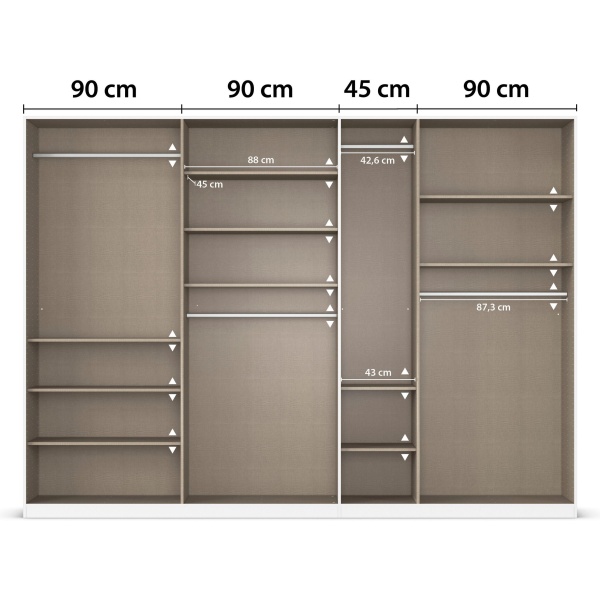 Dulap 315 cm lungime, 7 uși batante, culoare cașmir, compartimentare premium, 229 cm înălțime - imagine 11