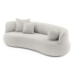 Canapea IVONA cu design curbat, modern, mânere pe ambele părți, material boucle, culoare bej, 250 cm lungime