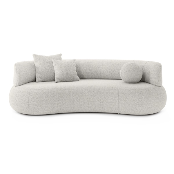 Canapea IVONA cu design curbat, modern, mânere pe ambele părți, material boucle, culoare bej, 250 cm lungime - imagine 2