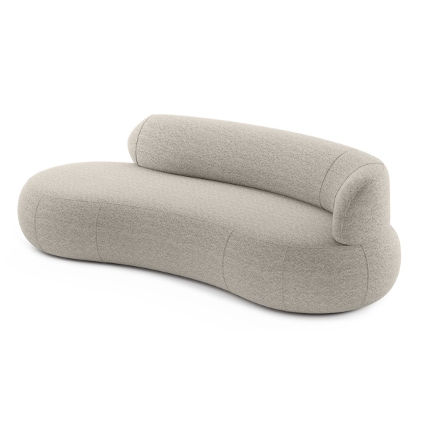Canapea IVONA cu design curbat, modern, mâner pe dreapta, material boucle, culoare bej, 250 cm lungime - imagine 2