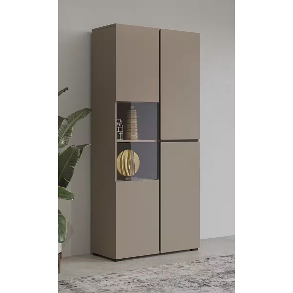 Vitrină, 3 uși batante, culoare cașmir închis, 80 cm lungime - imagine 1