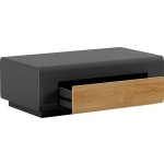 Măsuță de cafea, 1 sertar, fronturi gri lucioase, elemente culoare stejar, 110/60 cm - imagine 3