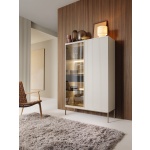 Set Living Premium ~Elysée~ 3 piese, fronturi MDF cashmere, iluminare LED, sistem push-to-open, picioare auriu satinat - imagine 2