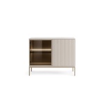 Set Living Premium ~Elysée~ 3 piese, fronturi MDF cashmere, iluminare LED, sistem push-to-open, picioare auriu satinat - imagine 7