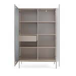 Set Living Premium ~Elysée~ 3 piese, fronturi MDF cashmere, iluminare LED, sistem push-to-open, picioare auriu satinat - imagine 10
