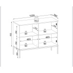 Set Living Premium ~Elysée~ 3 piese, fronturi MDF cashmere, iluminare LED, sistem push-to-open, picioare auriu satinat - imagine 12