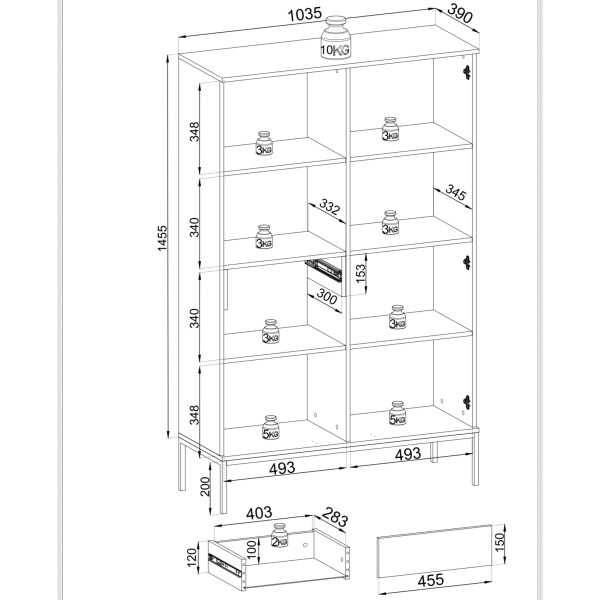 Set Living Premium ~Elysée~ 3 piese, fronturi MDF cashmere, iluminare LED, sistem push-to-open, picioare auriu satinat - imagine 14