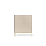 Comodă înaltă Premium ~Palazzo~ 4 uși, finisaj cashmere mat, picioare metalice auriu satinat - imagine 2