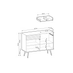 Comodă Înaltă Premium ~Velour~ 2 uși, 2 sertare, finisaj cashmere mat, detalii și picioare aurii - imagine 4