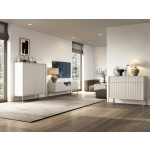 Set Living Premium ~Lusso~ format din 3 piese, fronturi MDF canelate, finisaj crem mat și detalii aurii