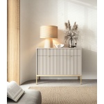 Set Living Premium ~Lusso~ format din 3 piese, fronturi MDF canelate, finisaj crem mat și detalii aurii - imagine 2